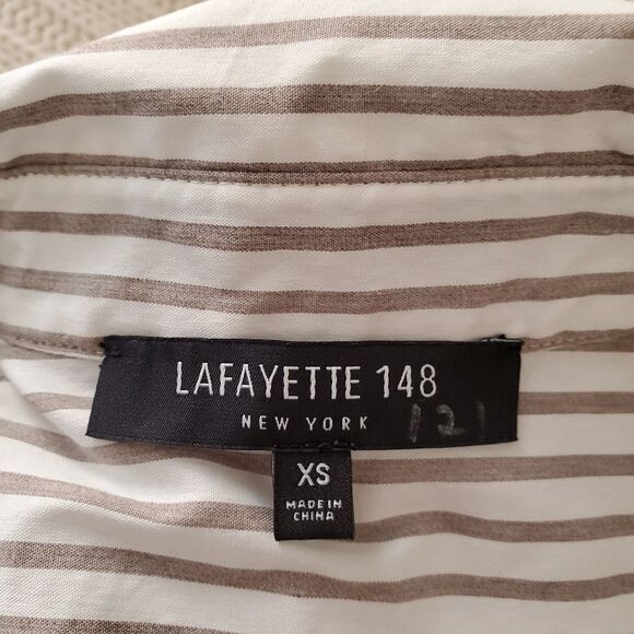 Lafayette 148 New York Helen Striped Blouse sz XS - Picture 11 of 13